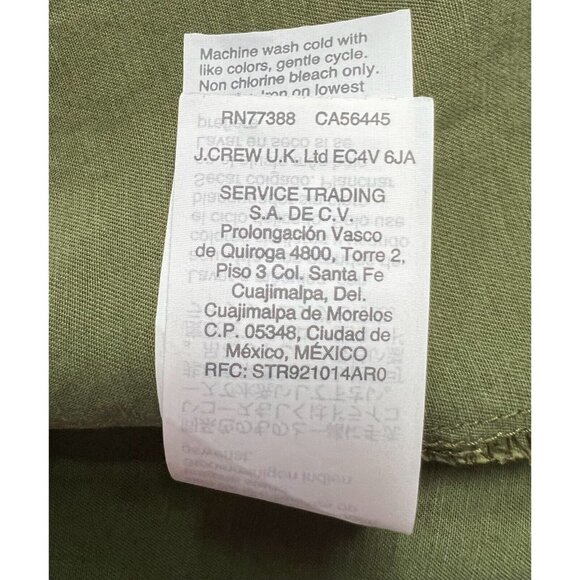 J Crew Mercantile Women Army Green Utility Shirt Dress Tie Front Pockets Size 4 - Picture 7 of 10